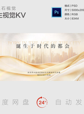 黄金时代金色都市飘带背景展板