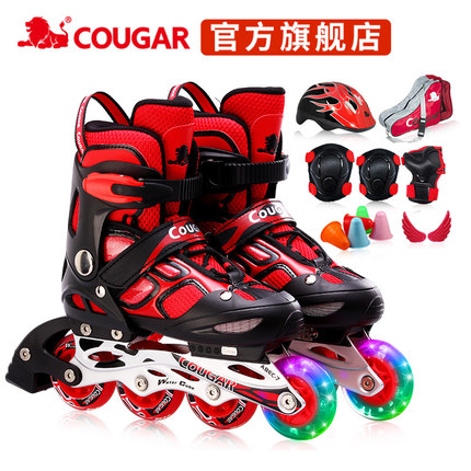 包邮美洲狮/COUGAR MZS835儿童可调单闪旱冰全套套装轮滑鞋 运动/瑜伽/健身/球迷用品 直排轮 原图主图