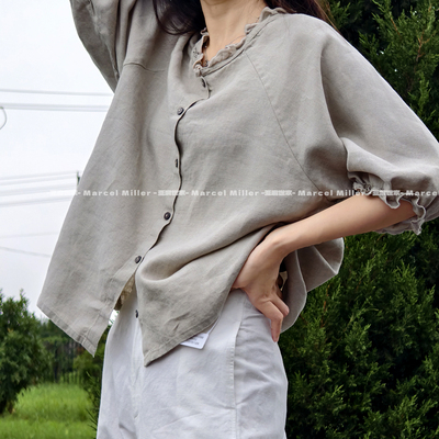 100%法国雨露麻娃娃衫衬衣