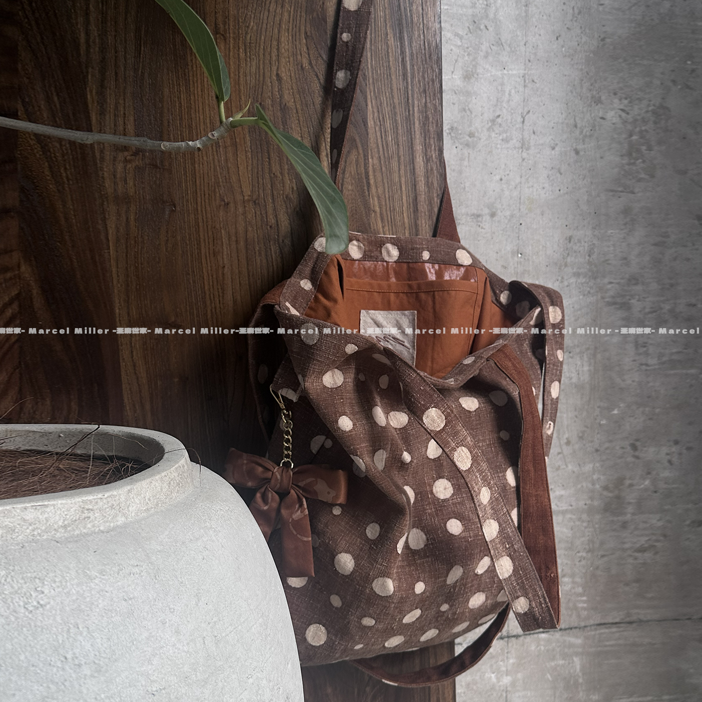 手工织布100%棉天然柿染帆布包