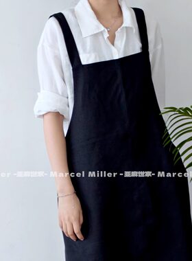 日式亚麻法国男女款料理园艺围裙