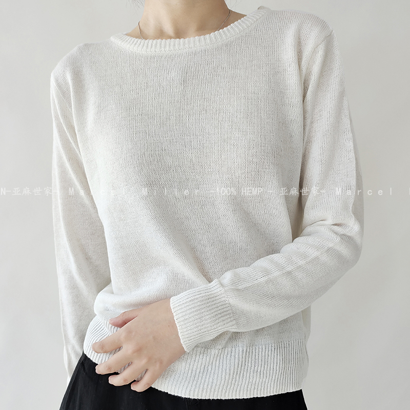 软糯亚麻棉长袖软糯针织衫