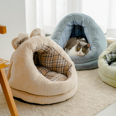 格子狗窝/冬天保暖/半封闭式狗床