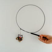 猫头鹰逗猫棒人宠互动猫咪用品猫玩具可爱造型带替换头钢丝长杆