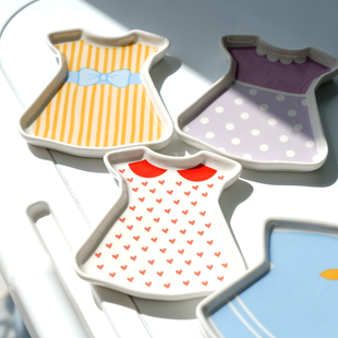 T恤裙子造型创意罐头碗小盘子礼盒装陶瓷猫碗可爱幼猫猫咪用品