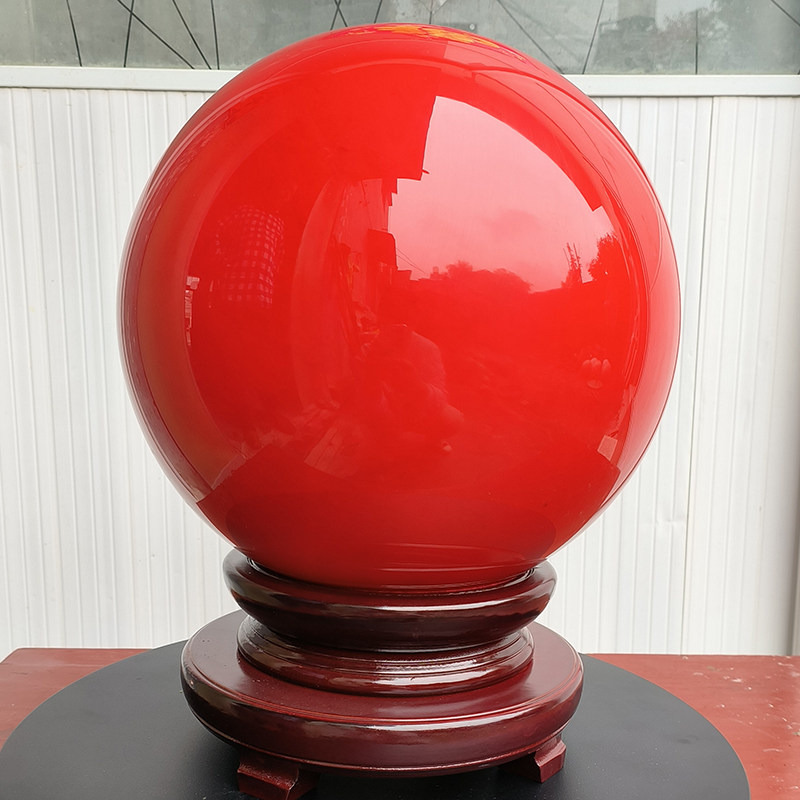 冰洲石鸿运当头红色不带夜光 绿色夜明珠发光球乔迁送礼桌面摆件
