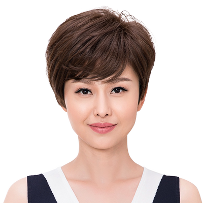 瑞贝卡假发女斜刘海纹理感短卷发