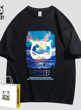 怪兽日记2023夏季新款时尚休闲创意潮牌男女同款T恤纯棉情侣短袖