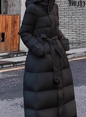 LAN.H韩国东大门设计师品牌时尚保暖轻奢真毛领长款过膝羽绒外套