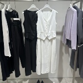 无袖 LIL 商场同款 V领连体高腰气质显瘦A字连衣裙125220C7022