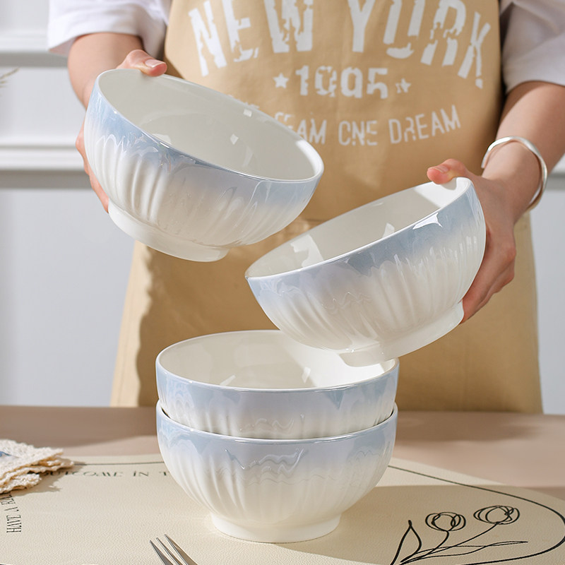 【洛可可渐变蓝】6英寸面碗4只釉下彩陶瓷碗碗盘餐具家用高颜值,餐饮具,碗,淘宝优惠券,粉丝福利购,淘宝优惠卷