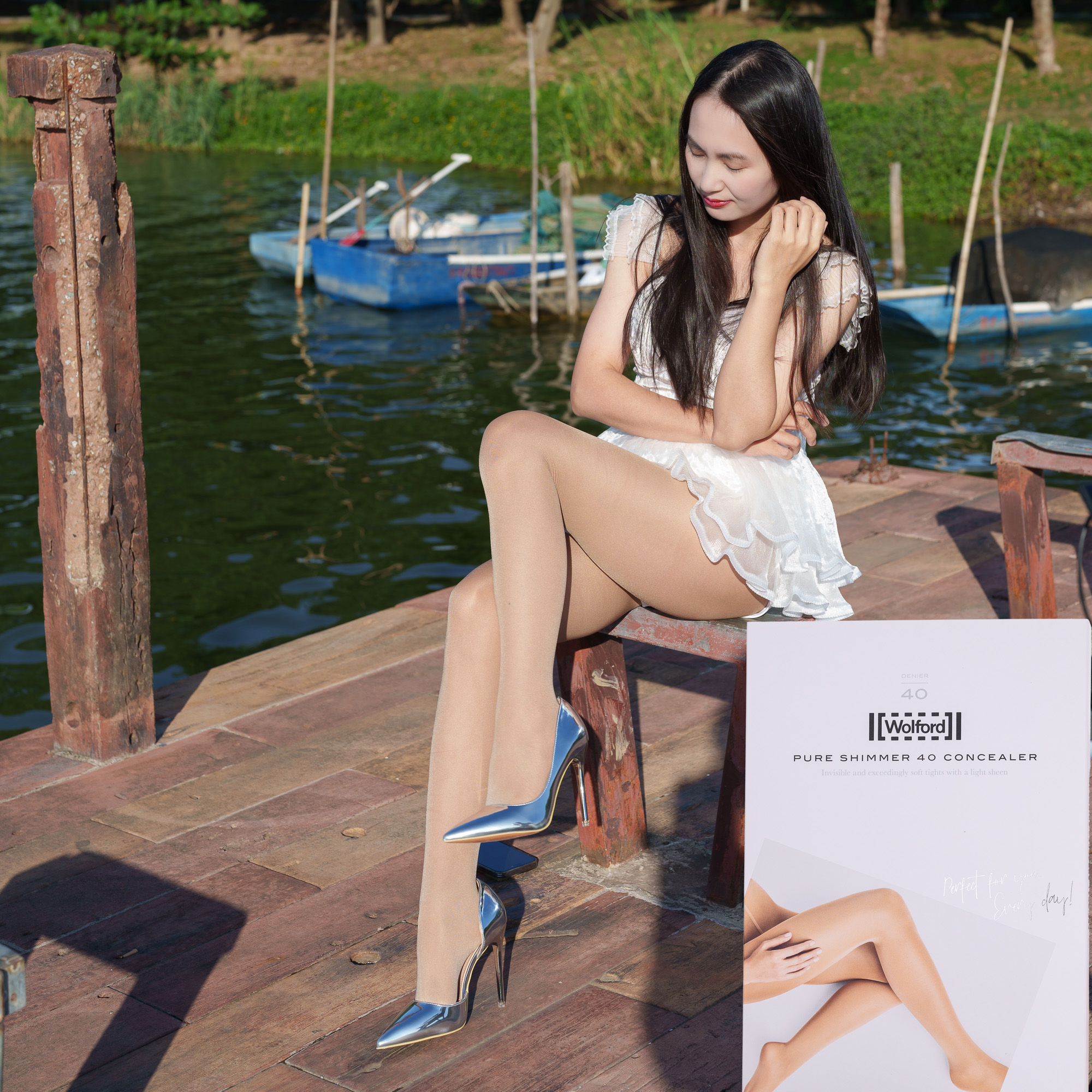 奥地利Wolford pure shimmer 40D 超柔绸缎丝光春秋连裤丝袜14732