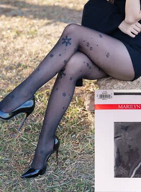 波兰Marilyn Emmy N01 X17 圣诞冬夜雪花星星银丝20D时尚连裤袜
