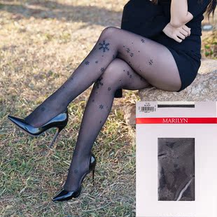 Emmy 连裤 N01 圣诞冬夜雪花星星银丝20D时尚 袜 X17 波兰Marilyn