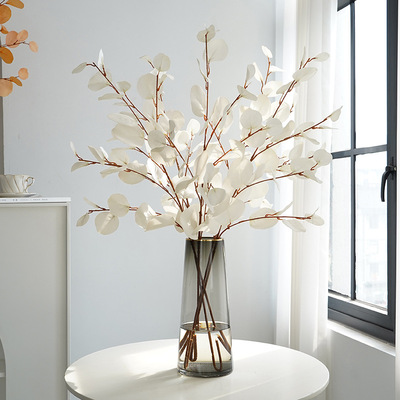 真尤加利苹果叶绿植厂家 ins风酒店婚庆装饰秋色单枝树叶子