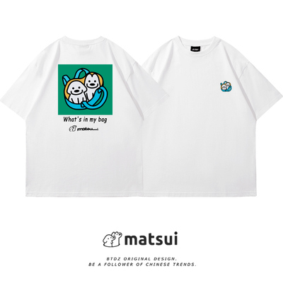 matsui体恤男背包小狗情侣装上衣