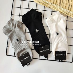 短袜纯色棉春夏季 韩国东大门男士 潮休闲黑白灰色简约 包邮 三双