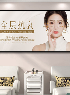 医美机构挂画美容院前台高级感抗衰皮肤管理美业宣传氛围装饰壁画