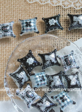 通孔浮雕蝴蝶结爱心黑色系抱枕串珠手机包链diy手工饰品挂件材料