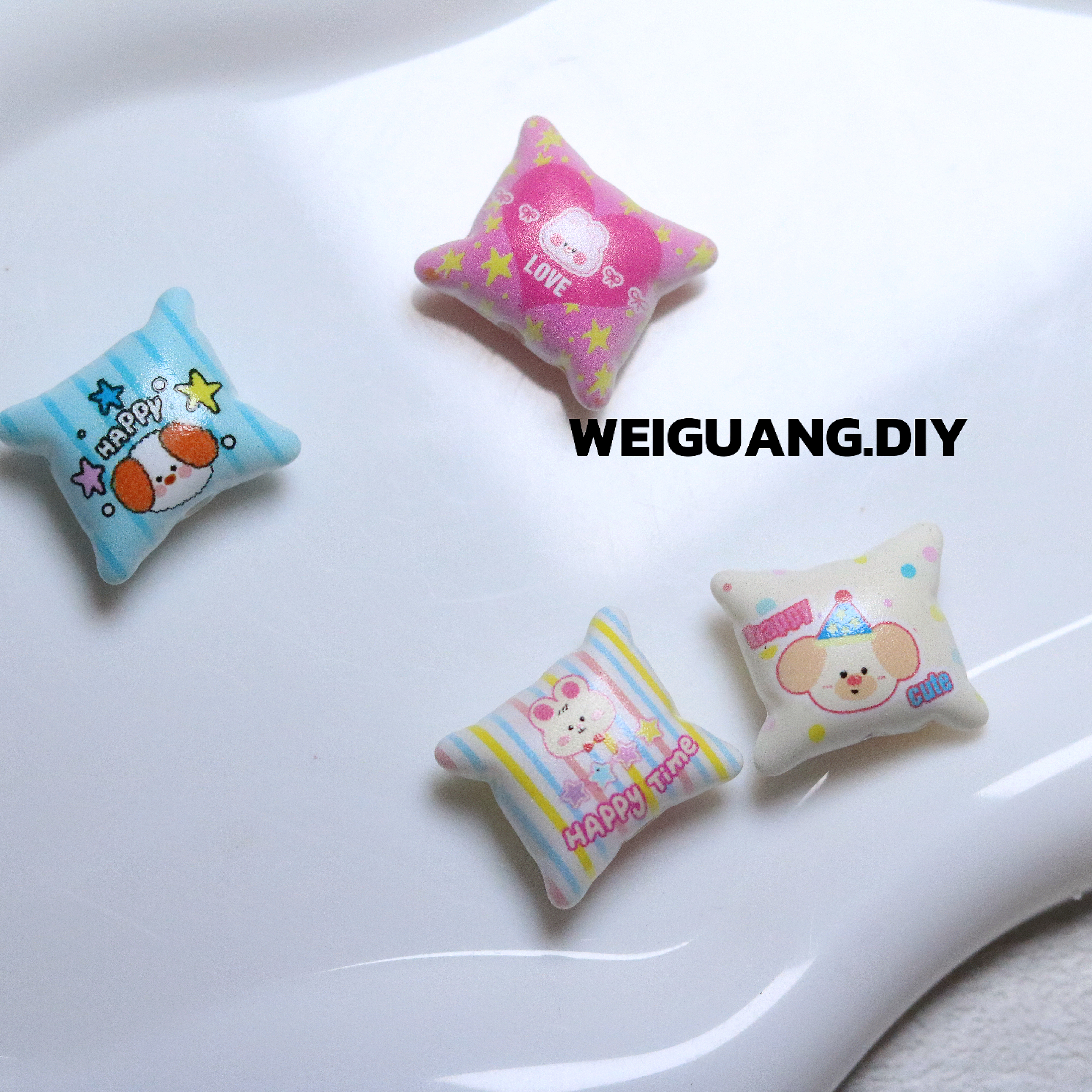 19*21mm印花字母小狗小兔子抱枕串珠 diy手链手机链包挂车挂配件