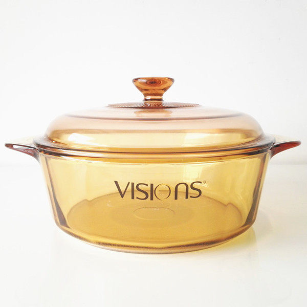 美国康宁晶彩透明锅3.25l煮锅酒店用品玻璃琥珀锅火锅炖煲锅 正品
