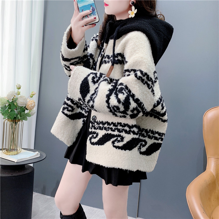 复古小个子加厚保暖羊羔外套女