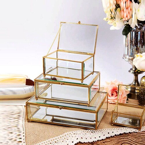简约玻璃首饰收纳盒装饰首饰盒