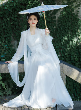 2026新款成人汉服女白色小龙女古装超仙气飘飘古风古典舞蹈演出服