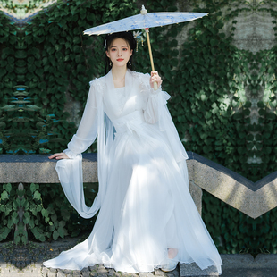 2026新款成人汉服女白色小龙女古装超仙气飘飘古风古典舞蹈演出服