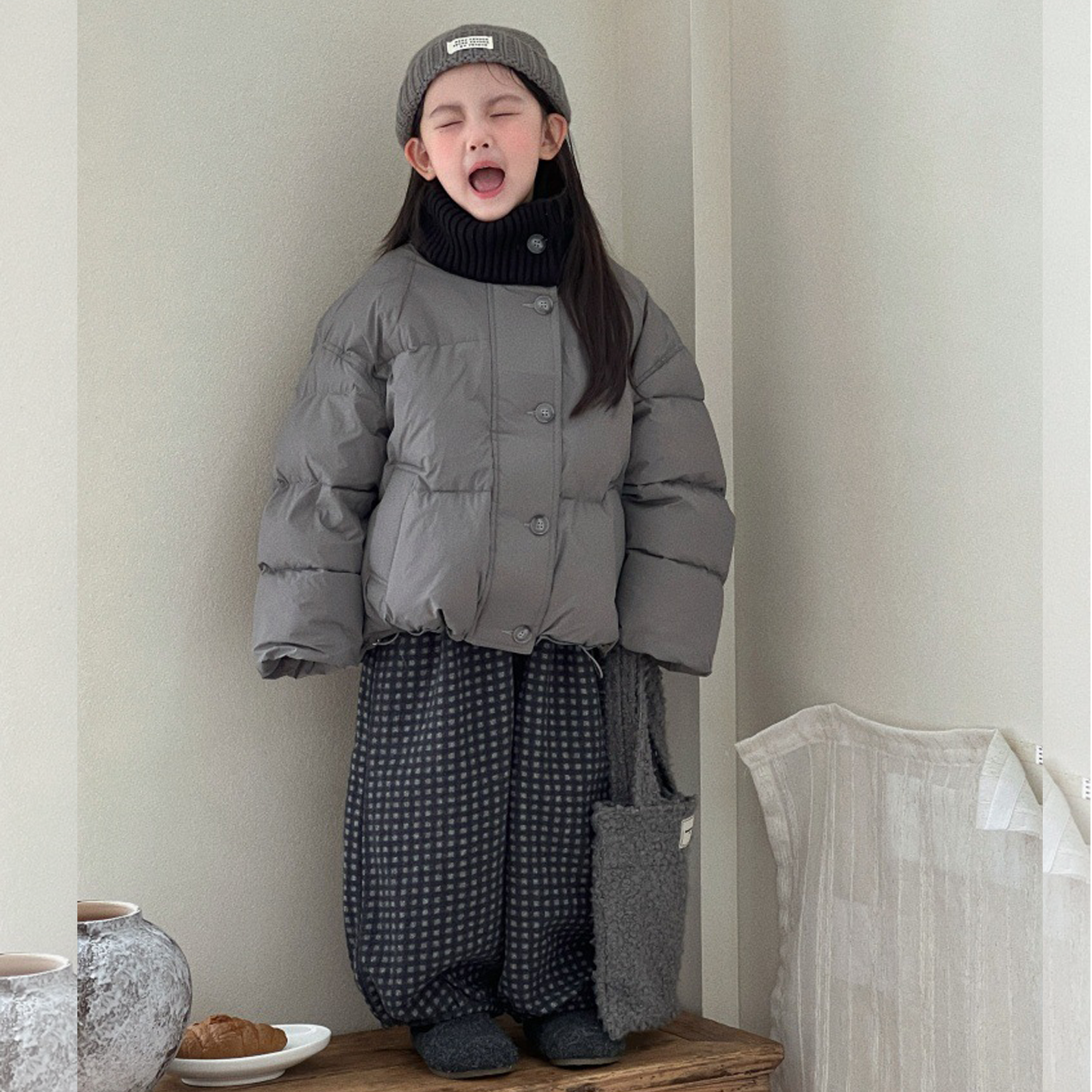 儿童90绒羽绒服女童韩系半高领短款保暖面包格子加绒长裤两件套装,童装/婴儿装/亲子装,羽绒服,淘宝优惠券,粉丝福利购,淘宝优惠卷