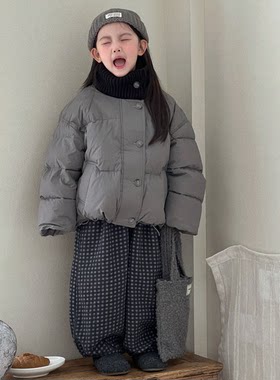 女童韩系半高领短款羽绒服
