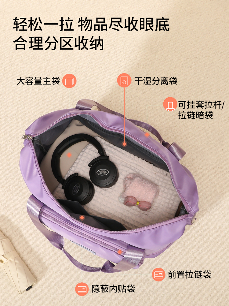 Travel bag large-capacity female oversized lever hand put forward poor portable ready-to-produce storage bag sports fitness bag luggage bag