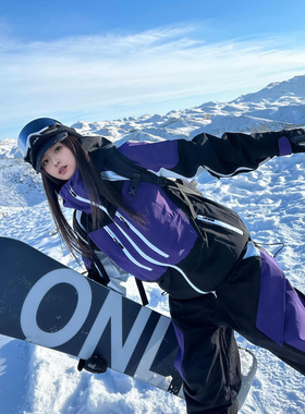 卡盛紫色滑雪服套装女2025秋冬新款户外防风保暖高级感单双板雪服