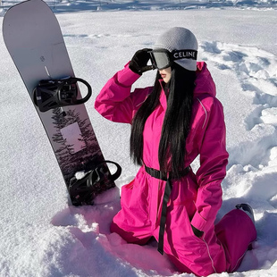 卡盛玫红色滑雪服套装女2026秋冬新款户外防水保暖单双板雪服装备