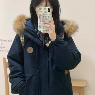 冬季 羽绒服女款 卡盛藏蓝色工装 2026大毛领派克棉服 亏本清仓