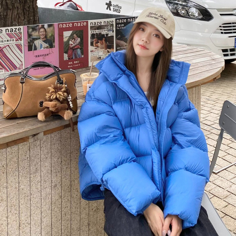 卡盛蓝色羽绒服女2025秋冬季新款小众百搭高级休闲时尚面包服外套,女装/女士精品,羽绒服,淘宝优惠券,粉丝福利购,淘宝优惠卷