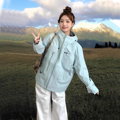 卡盛冰川蓝冲锋衣外套女2025新款