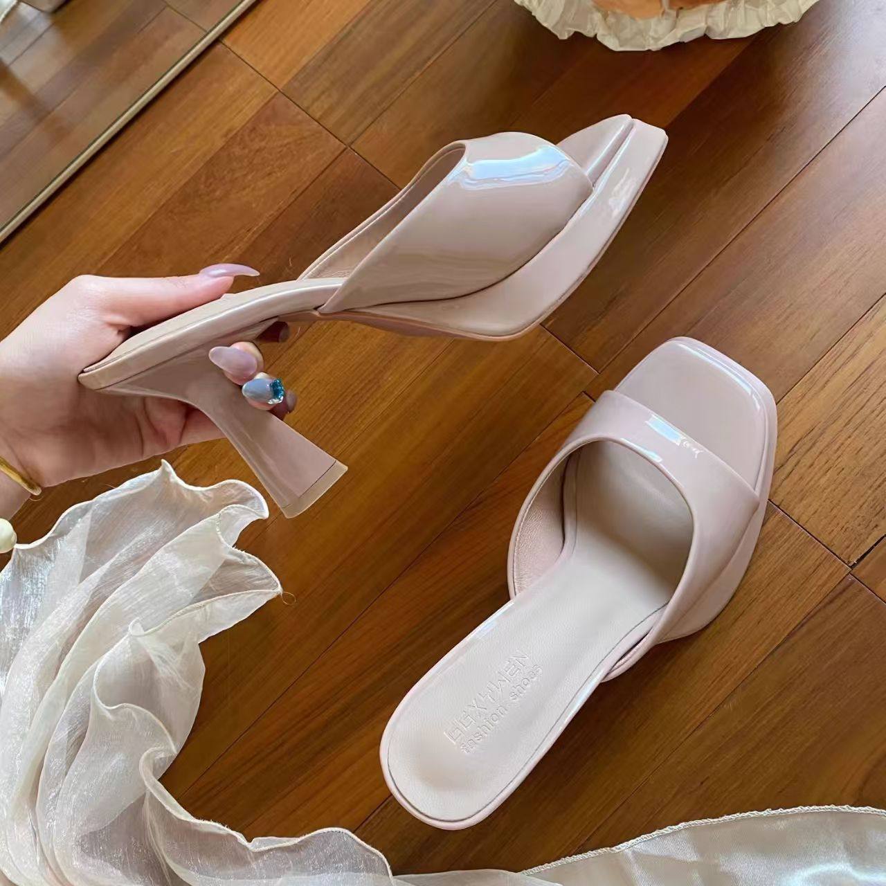 裸色防水台高跟鞋女2025新款夏外穿绝美一字拖不累脚细跟露趾凉鞋,女鞋,一字拖,淘宝优惠券,粉丝福利购,淘宝优惠卷