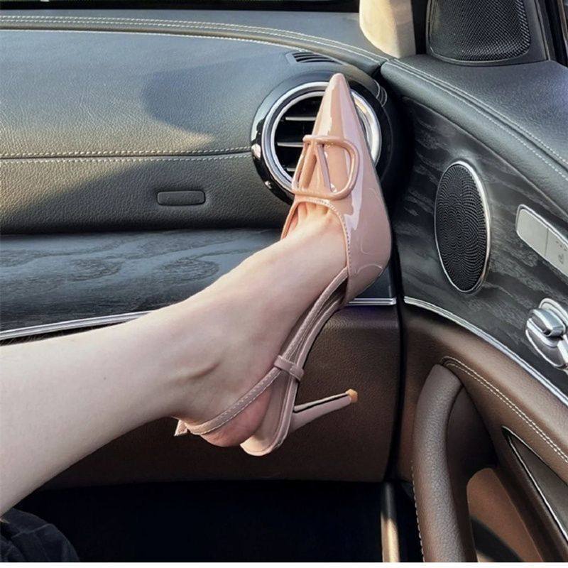 性感软皮高跟鞋2024春夏新款细跟尖头鞋浅口单鞋一字带中空女凉鞋,女鞋,浅口单鞋,淘宝优惠券,粉丝福利购,淘宝优惠卷