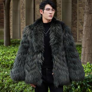 皮草外套男2025冬季新款貉子毛大毛领皮毛一体男真皮毛大衣高级感
