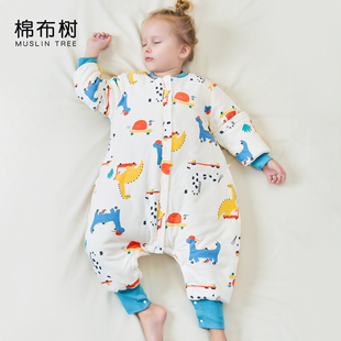 棉布树婴儿睡袋秋冬纯棉加厚新生儿宝宝睡袋分腿儿童空调房防踢被