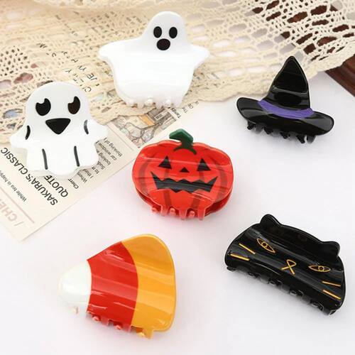 4pc/set Halloween Props Cute Ghost Hair Clip Pumpkin Cat Wit