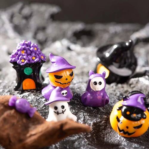 Cartoon Halloween Pumpkin Skeleton Figurines Resin Craft 3D