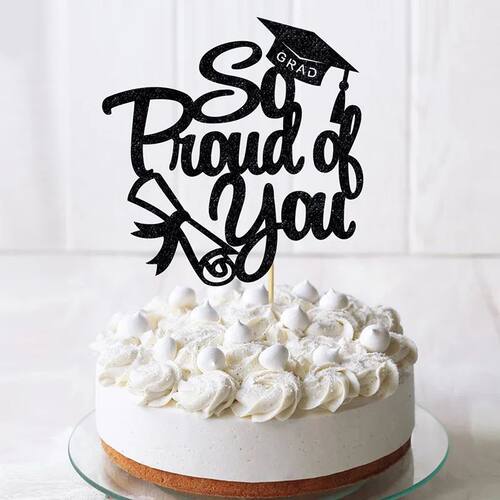 So Proud You 2026 Cake Topper Graduate Black Star Happy Grad