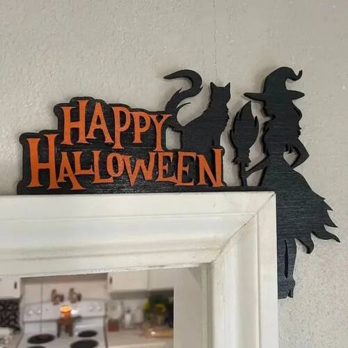 Wooden Halloween Door Topper Character Witch Ghost Door Fram