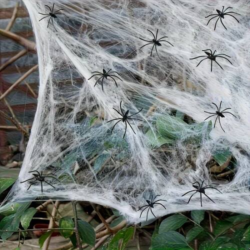 Halloween Artificial Stretchy Spider Web Cobweb with Spiders