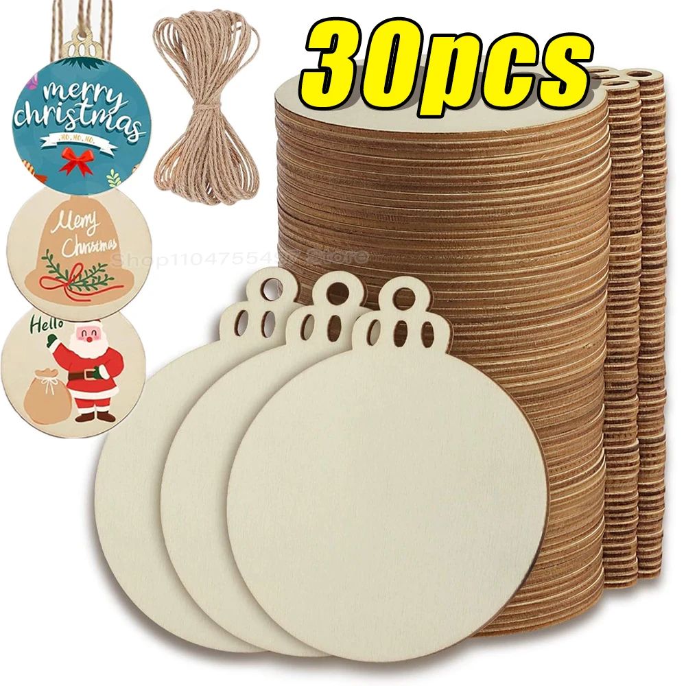 DIY Wooden Christmas Ball Decoration Round Blank Wood Slices
