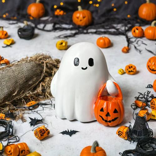 1Pc Resin Horror Ghost Statue Ornament, Halloween Ghost Stat