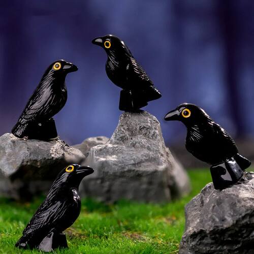 50/100PCS Mini Crows Halloween Decorations Resin Black Crow