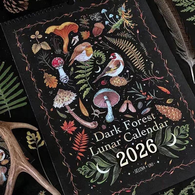 Dark Forest Lunar Calendar 2026, Wall Calendar Colorful Wate